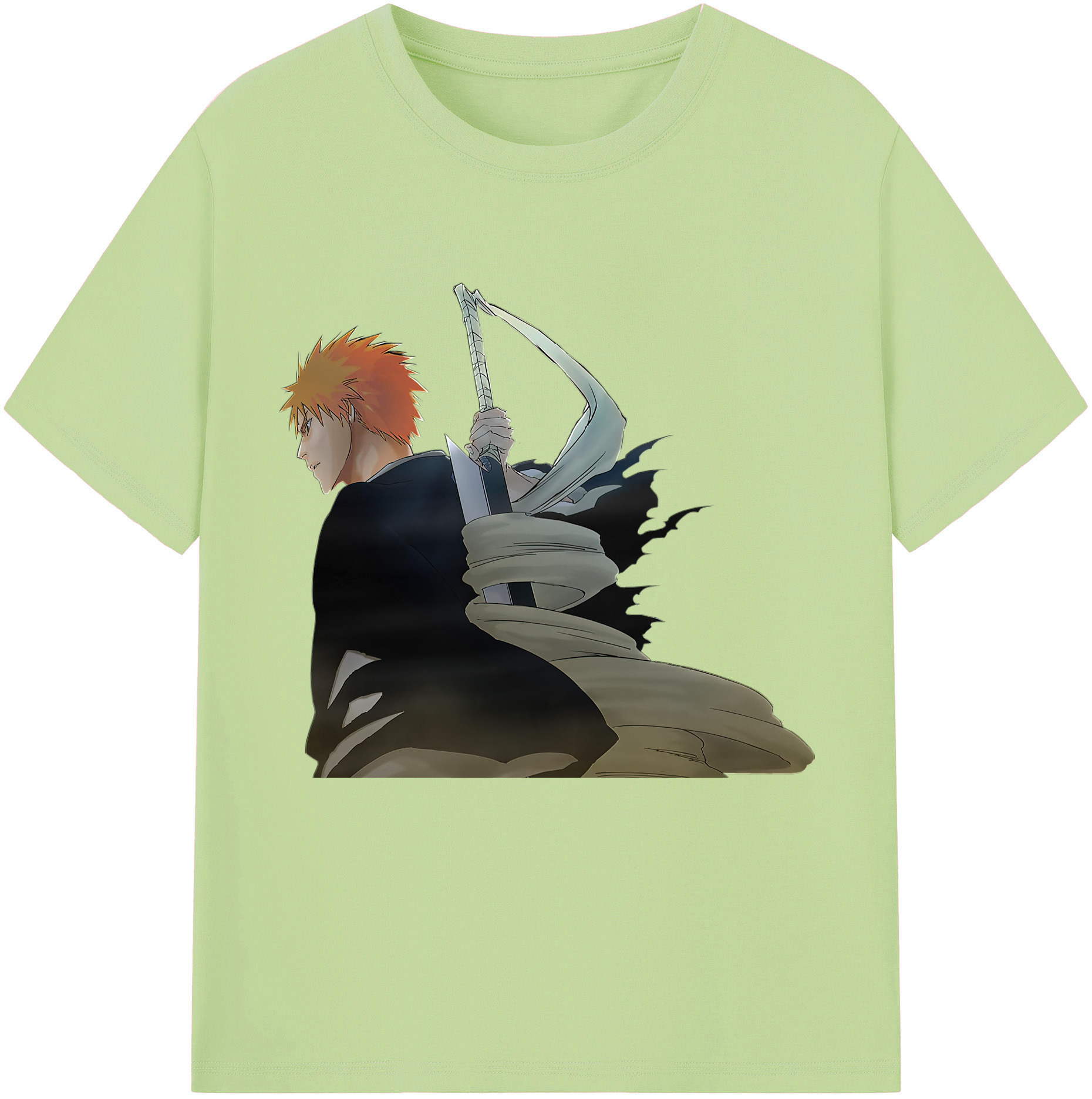 （画像用） ブリーチ 黒崎一護（くろさき いちご）BLEACH Kurosaki Ichigo 綿100％半袖Tシャツ（フロントプリント）